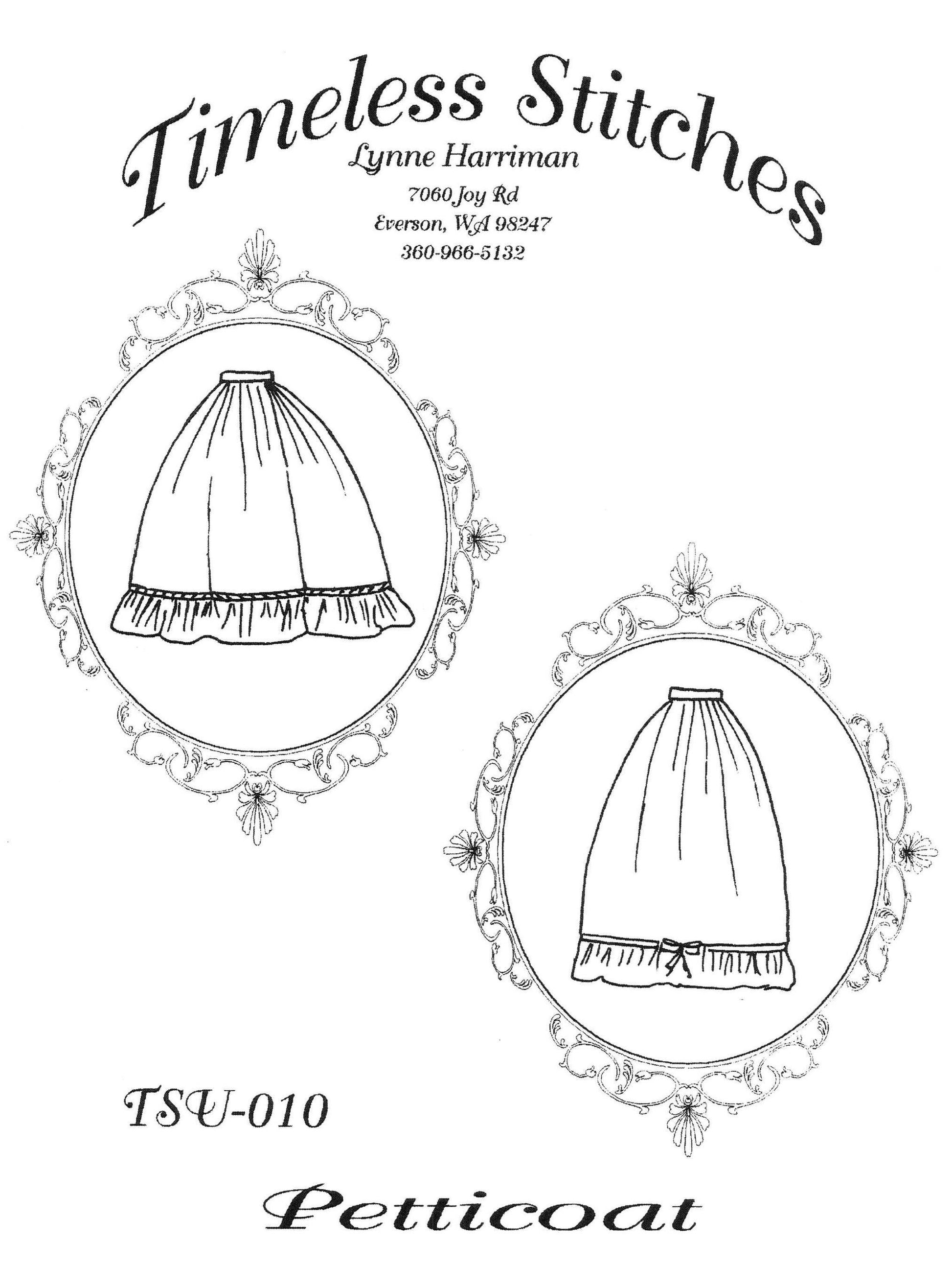 Petticoat / 19th Century Underpinning Pattern/ Timeless Stitches Sewing Pattern TSU-010
