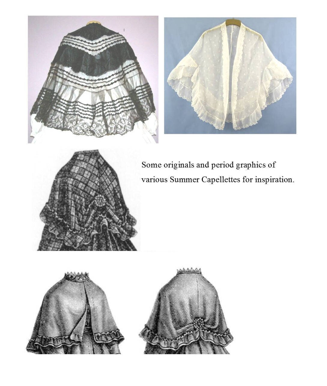 Summer Capellette/19th Century Cloak Cape Capelet Pattern/ Timeless Stitches Sewing Pattern TSO- 403 Summer Capellette