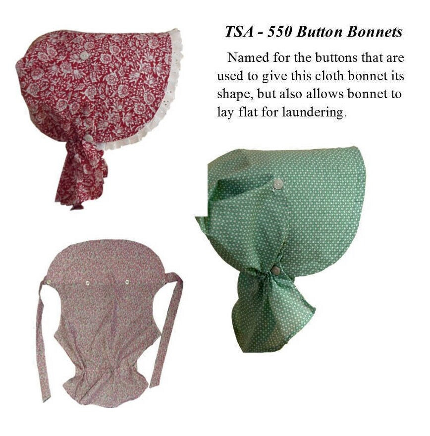 Button Bonnet /19th Century Pattern/ Timeless Stitches Sewing Pattern TSA- 550 Button Bonnet