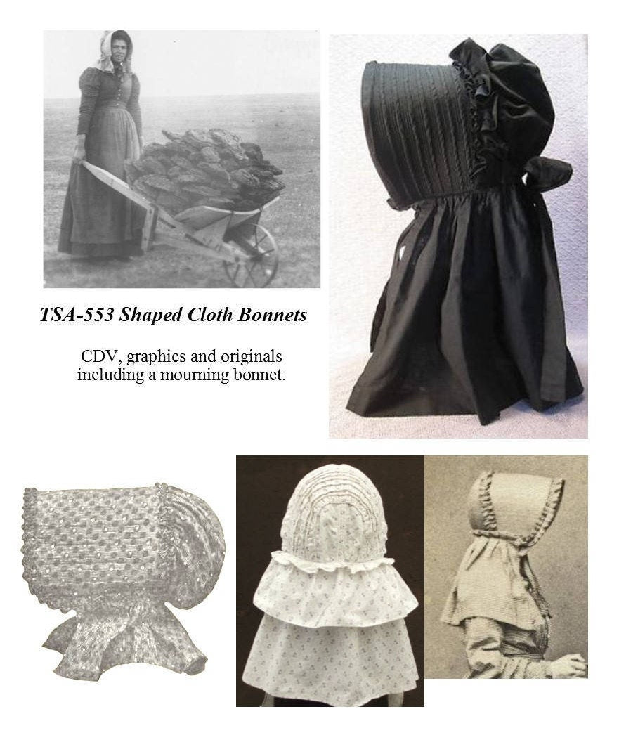 Shaped Cloth Bonnet / 19th Century Cloth Bonnet/ Prairie Bonnet/ Wagon Train bonnet/