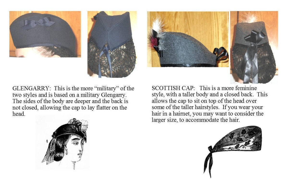 Glengarry - Scotch Cap /19th Century Headwear Pattern/ Timeless Stitches Sewing Pattern TSA- 554 Glengarry - Scotch Cap
