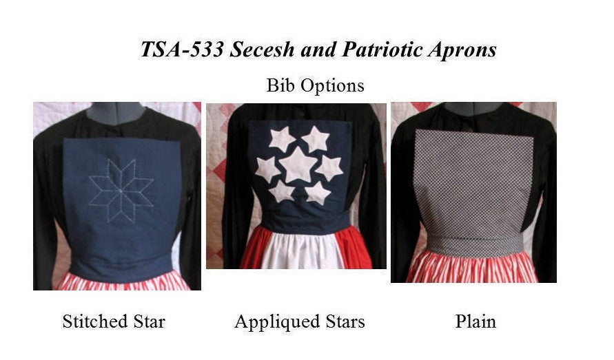 Secesh and other Patriotic Aprons/ Timeless Stitches Sewing Pattern TSA-533 Patriotic Aprons