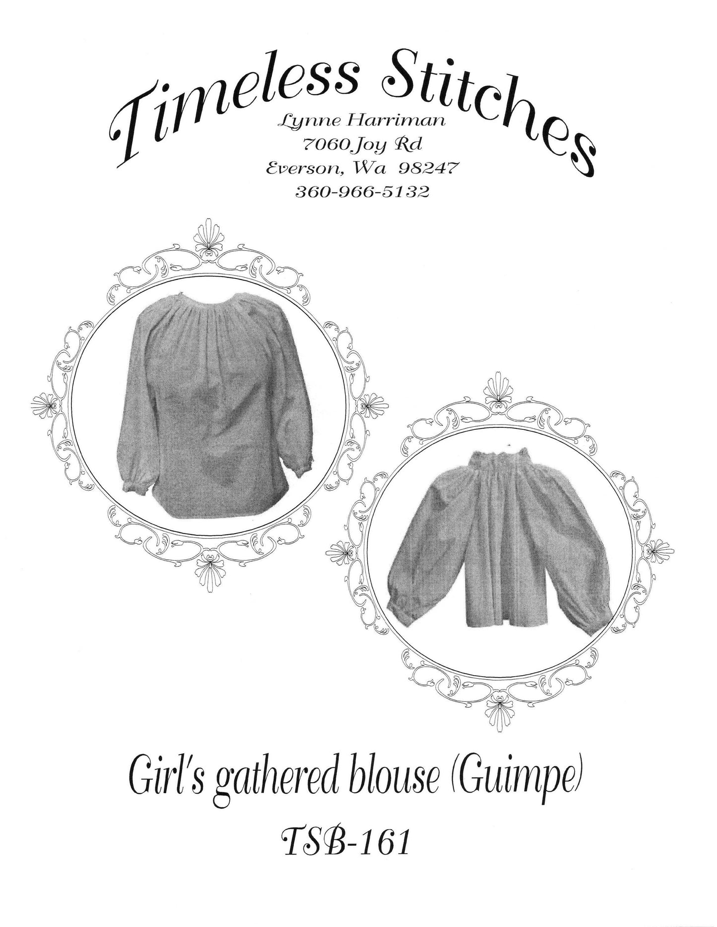 Girl's Guimpe/19 th Century Girls blouse/ Timeless Stitches Sewing Pattern TSB-161 Girl's Guimpe