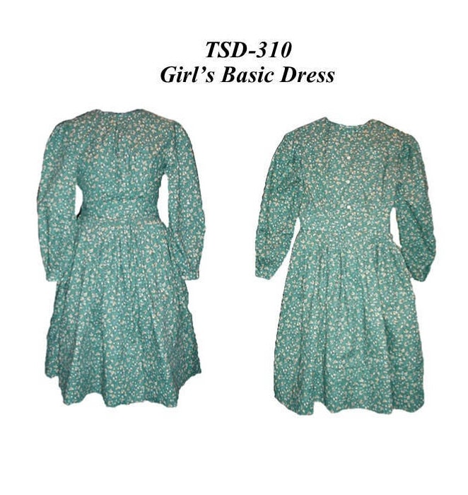 Girl's Basic Dress /19 th Century Girls Dress/ Timeless Stitches Sewing Pattern TSD-310 Girl's Basic Dress