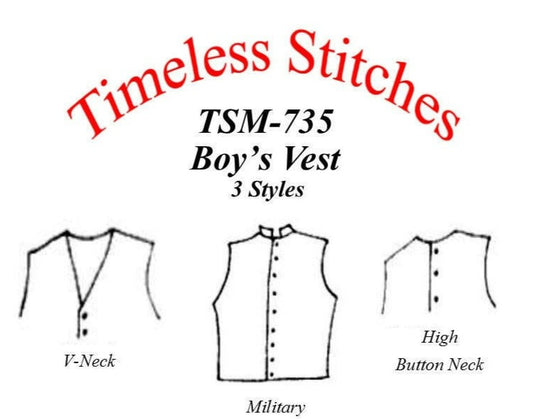 Boys Vest/ 19th Century Boys Vest Pattern/ Timeless Stitches Sewing Pattern TSM-735 Boys Vest