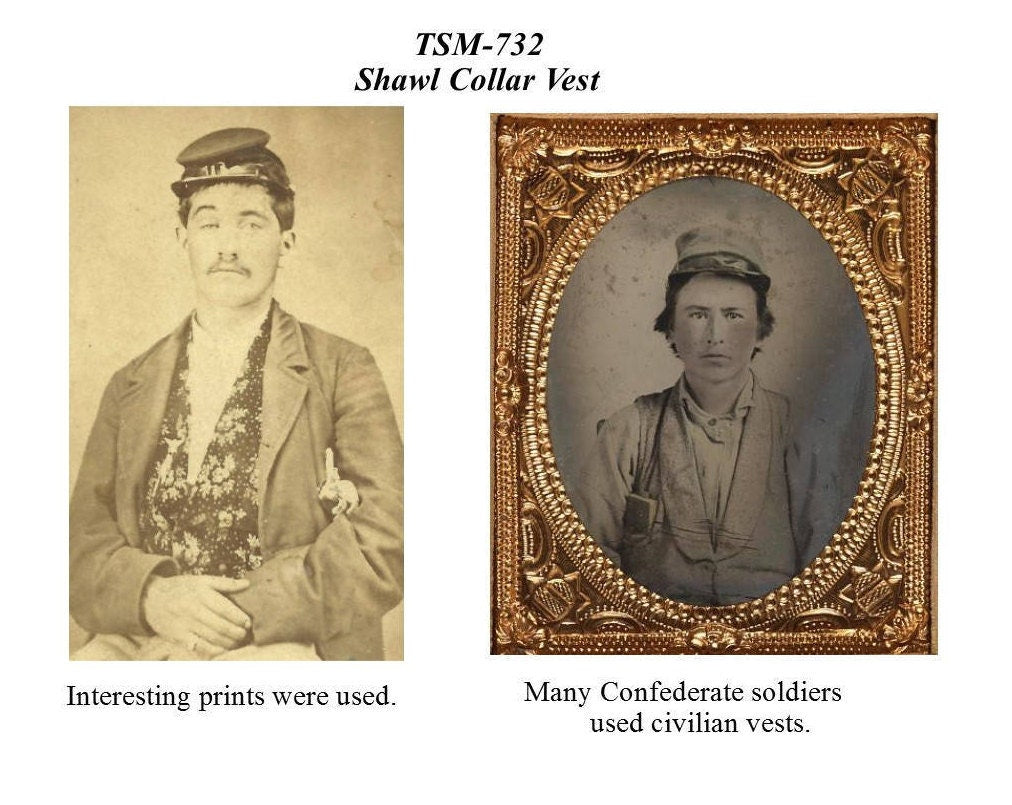 Shawl Collar Civilian Vest/ 1850-1880's Civilian Vest Pattern / Timeless Stitches Sewing Pattern TSM-732 Shawl Collar Vest