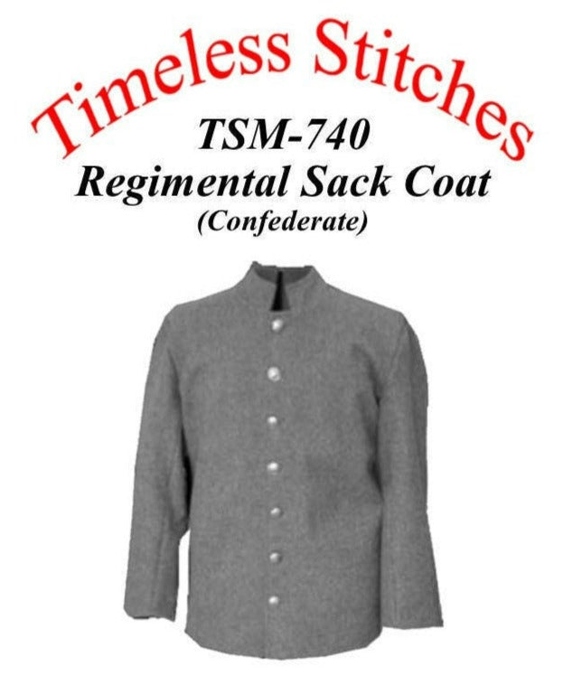 Regimental (Confederate) Sack/ Civil War Era Regimental Sack Coat/ Timeless Stitches TSM-742 Regimental Sack Coat