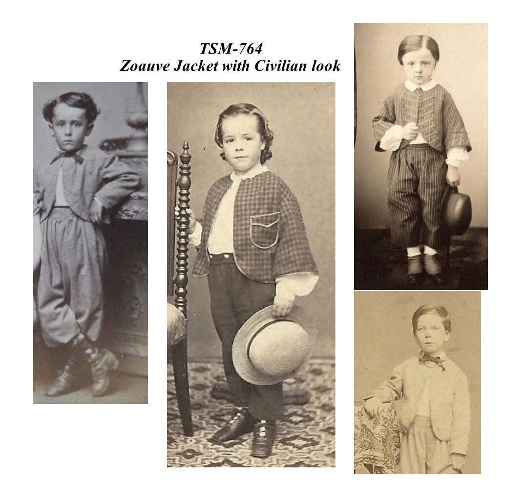 Boy's Zouave Jacket (Military and Civilian) / Civil War Era Boy's Zouave Jacket/Timeless Stitches Sewing Pattern TSM-764 Boys Zouave Jacket
