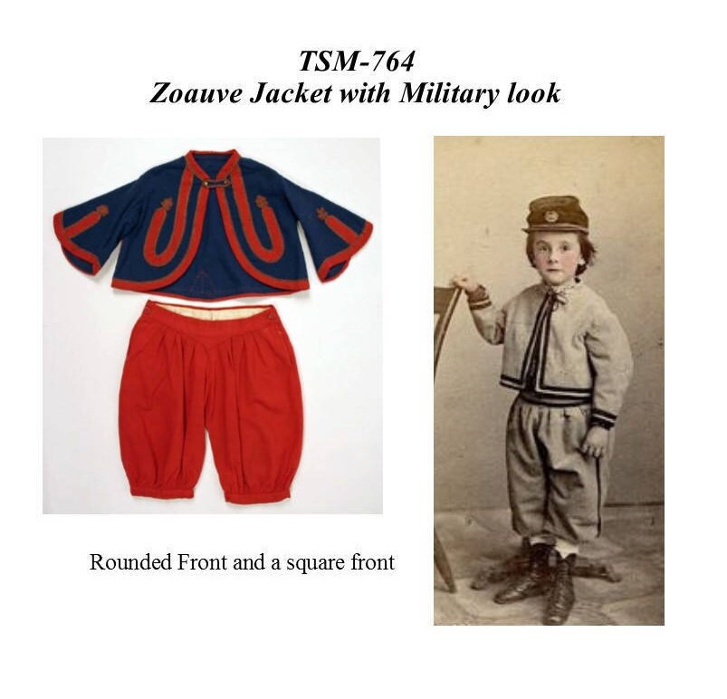 Boy's Zouave Jacket (Military and Civilian) / Civil War Era Boy's Zouave Jacket/Timeless Stitches Sewing Pattern TSM-764 Boys Zouave Jacket