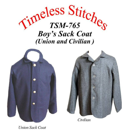 Boy's Sack Coat (Union and Civilian) / Civil War Era Boy's Sack Coat/Timeless Stitches Sewing Pattern TSM-765 Boys Sack Coat