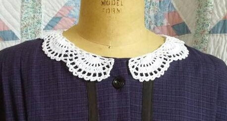 Handmade Crocheted White Cotton Collar