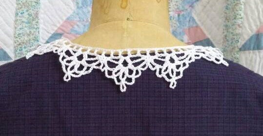 Handmade Crocheted White Cotton Collar