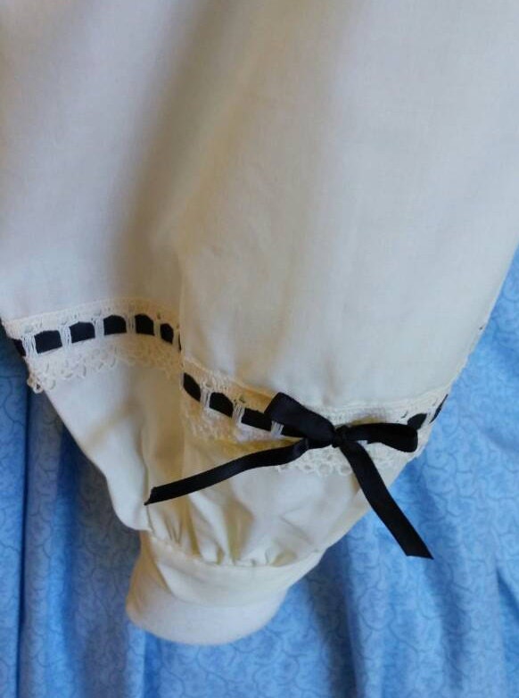 Cream Cotton with Ribbon/ Cotton Lace Undersleeves/ Sleeve Jockeys - Choice of Pink, Blue or Black