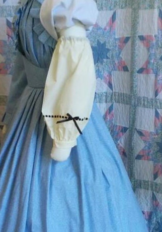 Cream Cotton with Ribbon/ Cotton Lace Undersleeves/ Sleeve Jockeys - Choice of Pink, Blue or Black