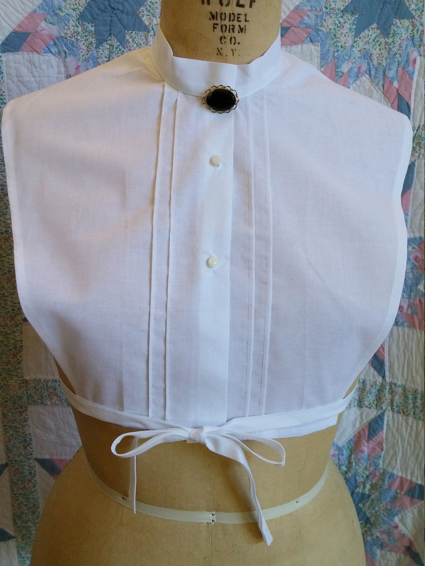 Chemisette- white cotton pin-tucked - with choice of 3 collars - dickie