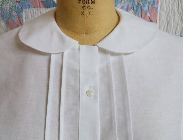 Chemisette- white cotton pin-tucked - with choice of 3 collars - dickie