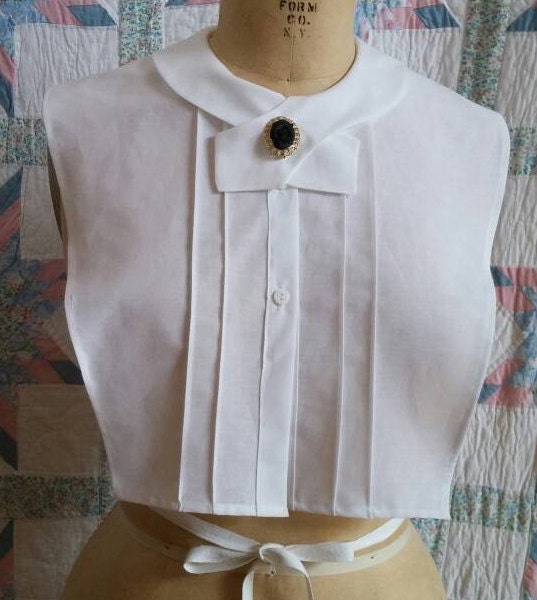 Chemisette- white cotton pin-tucked - with choice of 3 collars - dickie