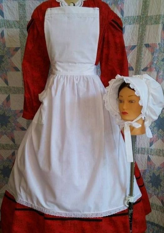 Women's Apron and Bonnet Set - Regular or PLUS size - Victorian, 19th Century, Prairie