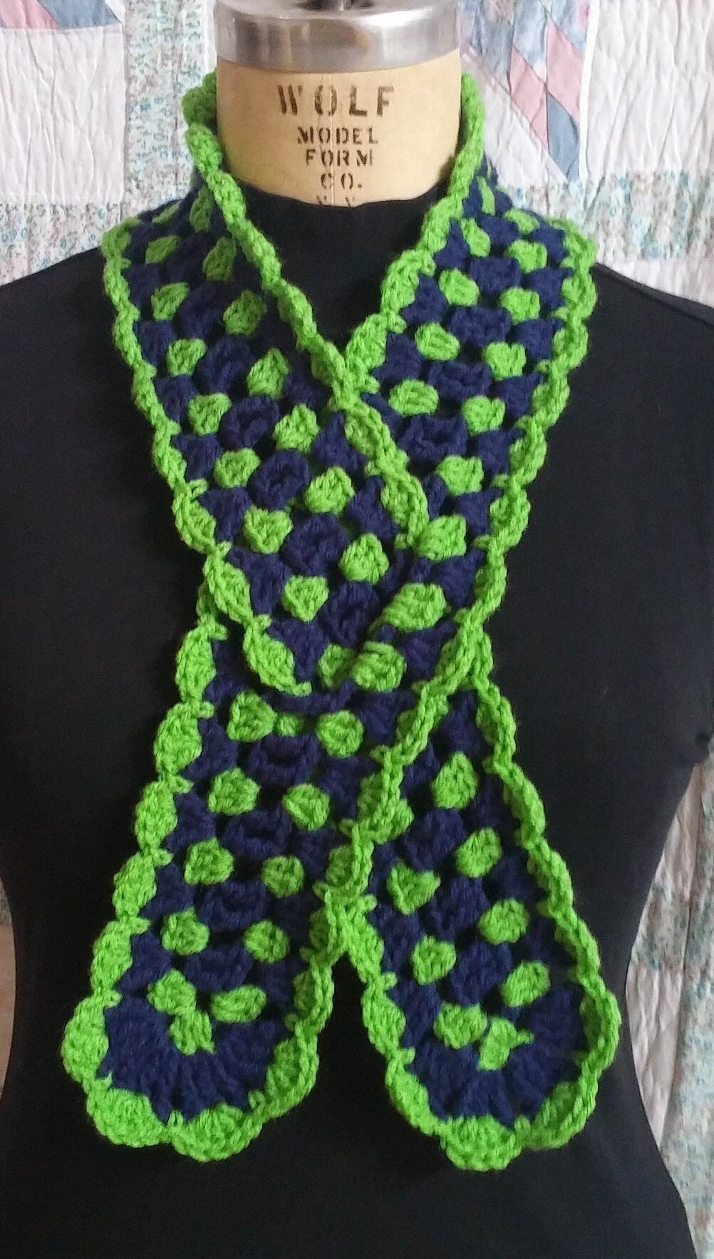 Crocheted Neck-tie/ Scarf, Neck Warmer - Seahawks/Sounders - Can be Custom Made to any Team Colors