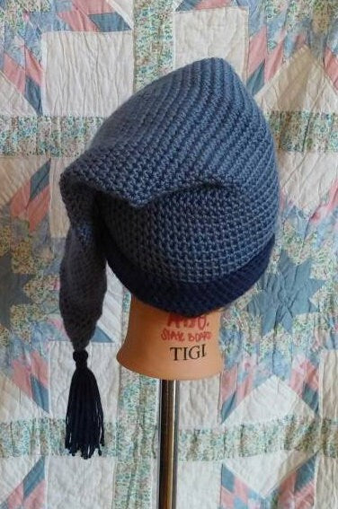 Blue Mens Stocking Cap - Camp Hat, Sleeping Cap, Voyaguer Cap