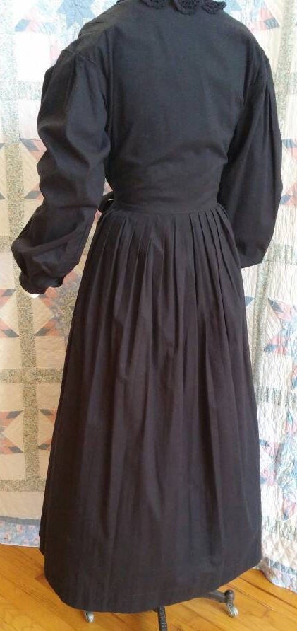 Black Civil War Era Dress / Day Wrapper - Mourning - camp or work dress - Nurse