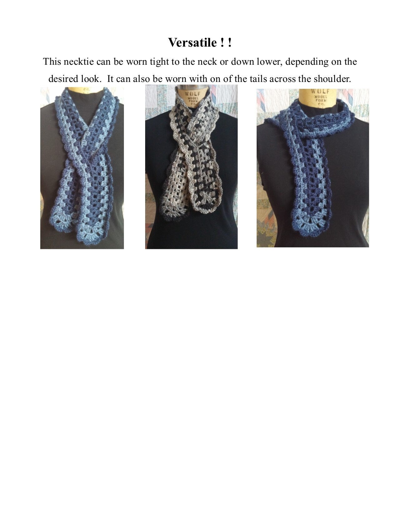 Crocheted Neck-tie/ Scarf, Neck Warmer - Seahawks/Sounders - Can be Custom Made to any Team Colors