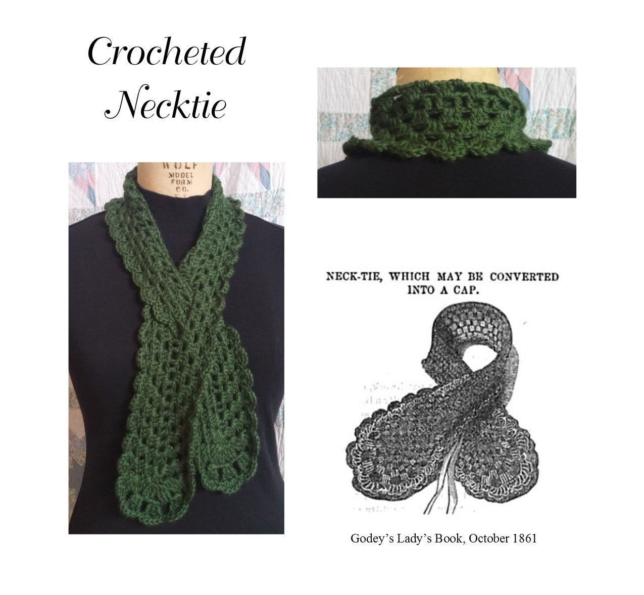 Victorian Crocheted Neck-tie/ Scarf, Neck Warmer - Solid Colors