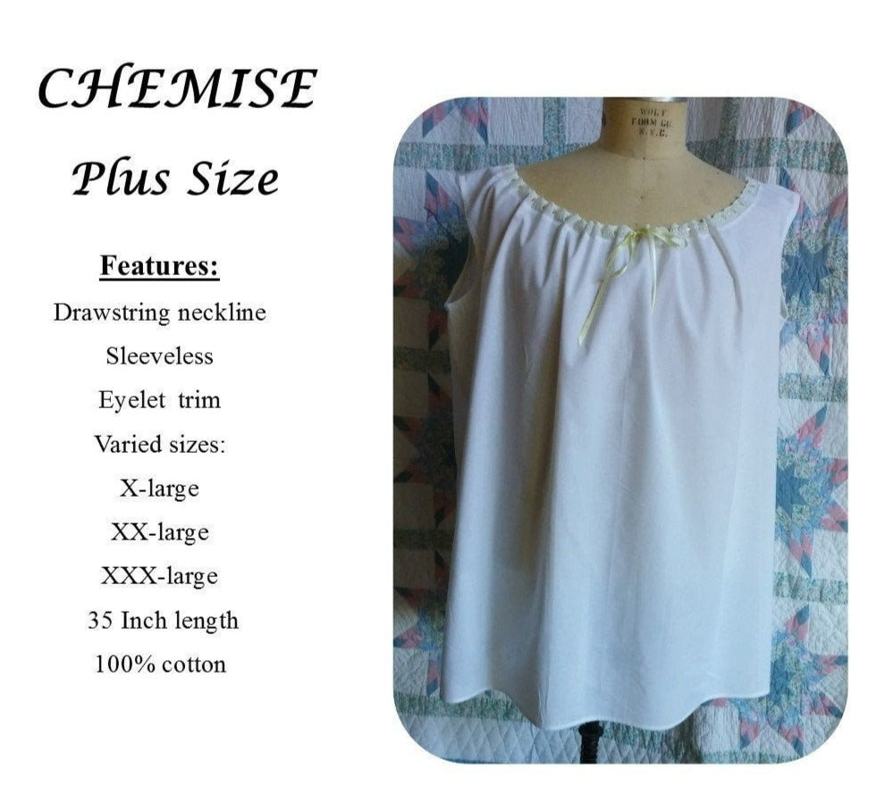 Chemise Plus Size with Drawstring Neckline