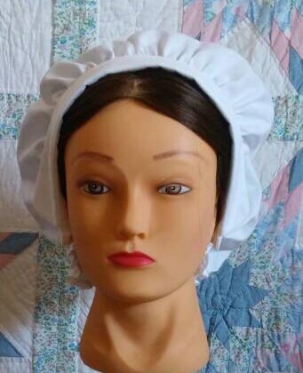 White Cotton Cap with Fold-over Front Edge -Day Cap - Mob Cap - Colonial, Revolutionary, Regency or Civil war - nurse