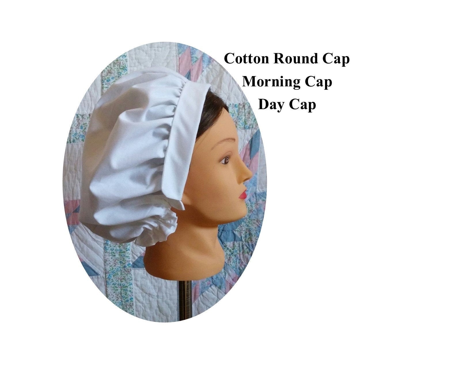 White Cotton Cap with Fold-over Front Edge -Day Cap - Mob Cap - Colonial, Revolutionary, Regency or Civil war - nurse