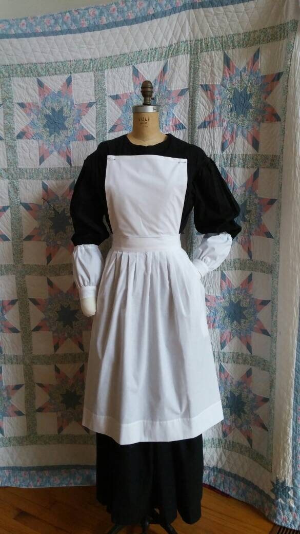 Civil War Nurse Accessory Set - Apron, Sleeve Protectors and Cotton collar with Optional Cap