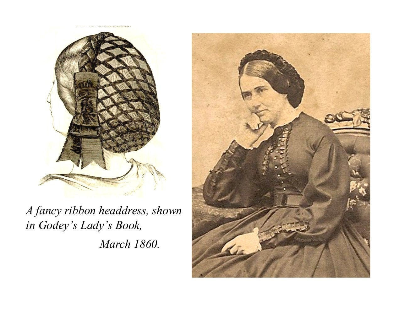 Blue Plaid Coronet on Navy Blue Satin Ribbon Hairnet