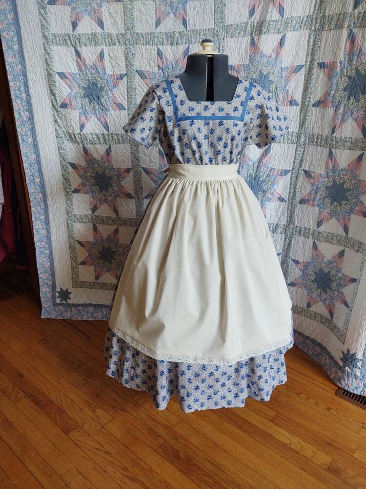 Girl's Dress and Apron Combination - MADE TO ORDER - Victorian, Civil War, Prairie School Days, Old-fashioned, Historical
