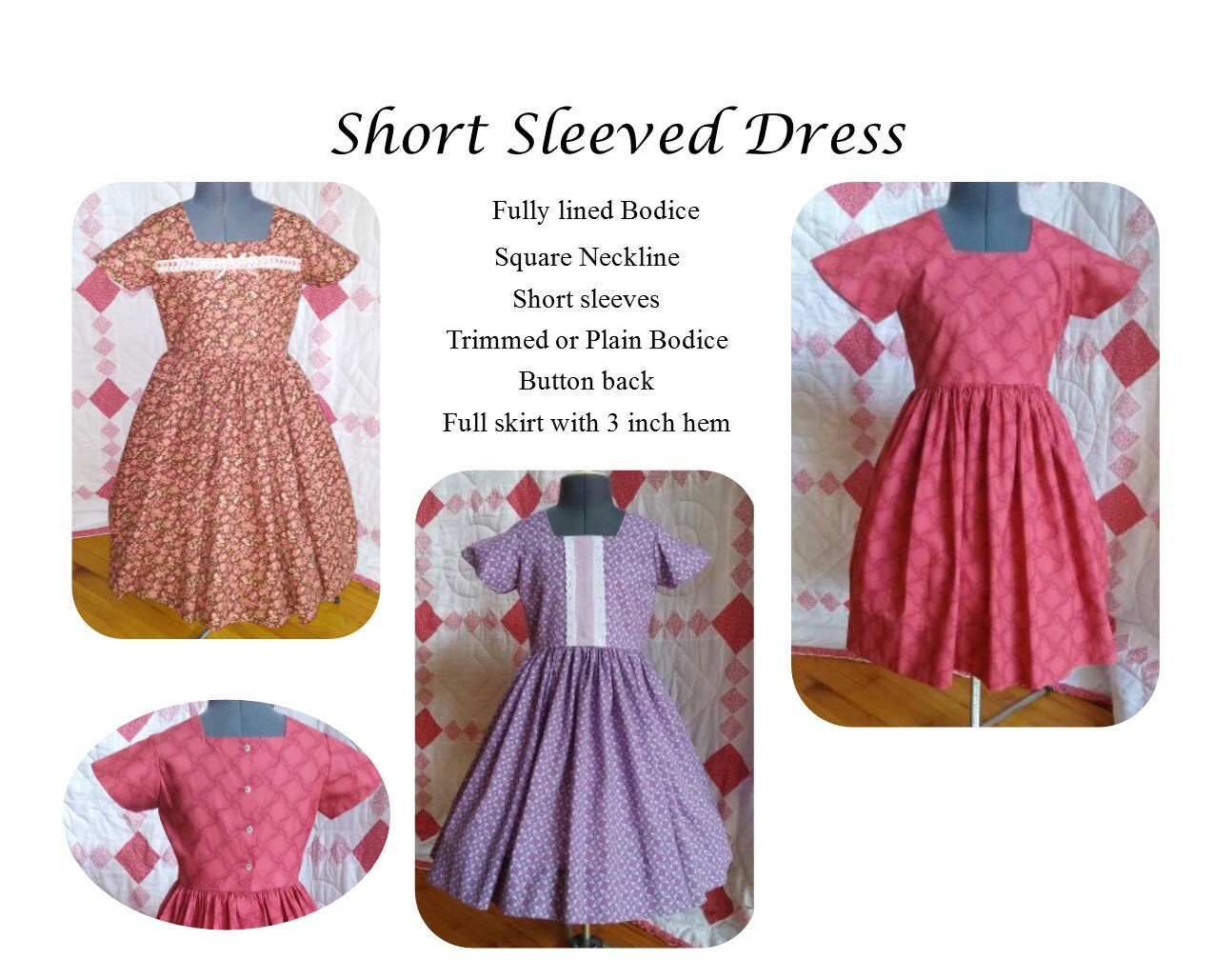 Girl's Short Sleeved Dress, Apron and Bonnet Set - MADE TO ORDER - Victorian, Civil War, Prairie School Days, Old-fashioned, Historical