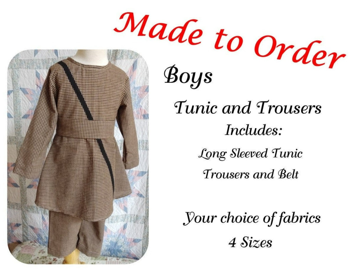 Toddler Boys Tunic and Trousers for Civil War Era- MADE TO ORDER- Victorian Pioneer Frontier