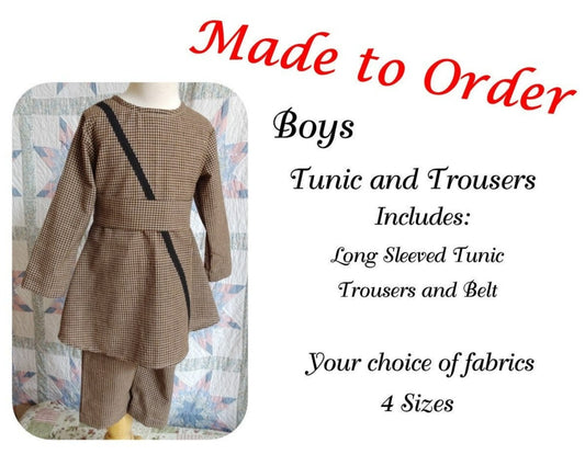 Toddler Boys Tunic and Trousers for Civil War Era- MADE TO ORDER- Victorian Pioneer Frontier