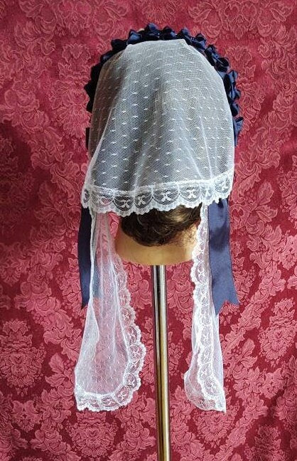 Lace Fanchon Styled Day Cap with Lappets - Daycap - Fanchon - Historical Headcovering, Breakfast Cap, Civil War, Dickens