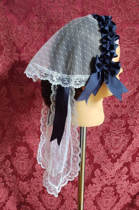 Lace Fanchon Styled Day Cap with Lappets - Daycap - Fanchon - Historical Headcovering, Breakfast Cap, Civil War, Dickens