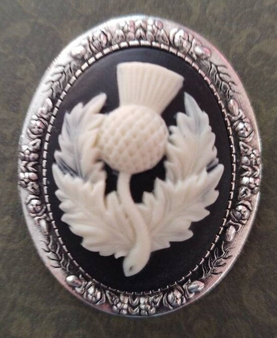 Scotish Thistle Cameo Brooch with choice of settings, 19th Century, Celtic, Vintage Style Broach, Civil War Reproduction Brooch, Gift idea