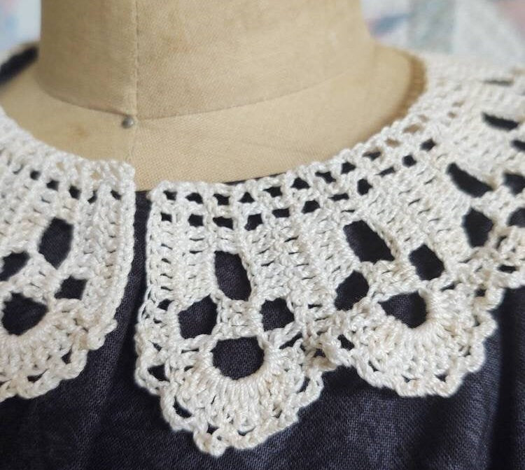 Lady's Crocheted Cotton Collar Made from 1860's pattern -Choice of 3 colors, New, Handmade, detachable, 19th Century, Victorian, Made in USA