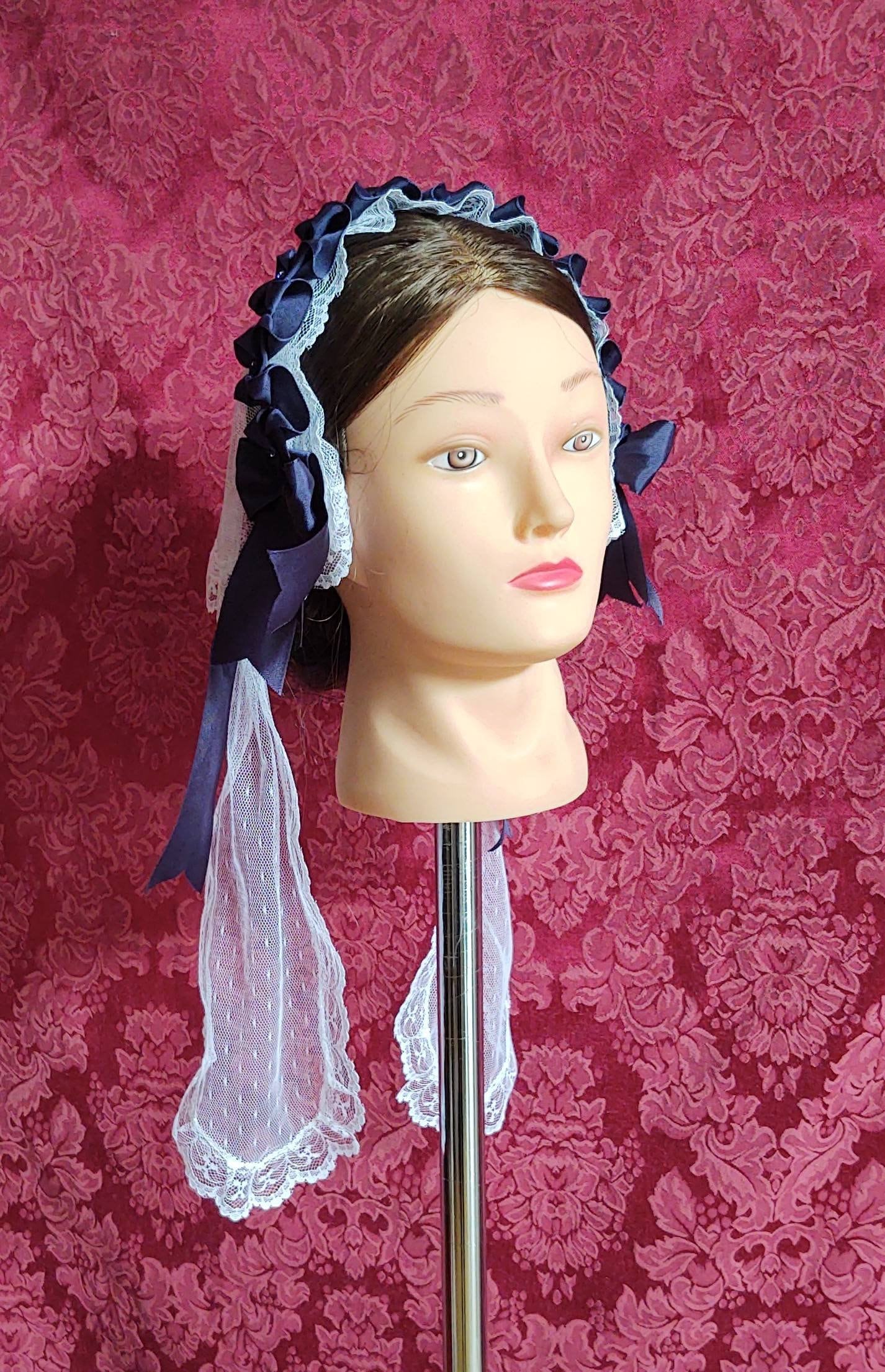 Lace Fanchon Styled Day Cap with Lappets - Daycap - Fanchon - Historical Headcovering, Breakfast Cap, Civil War, Dickens