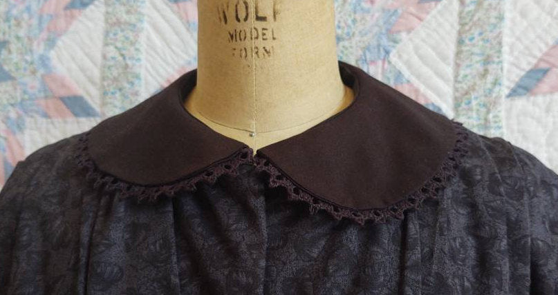 BLACK Cotton Collar - Rounded Collar - Peter Pan Collar - 19th Century Victorian - Civil War