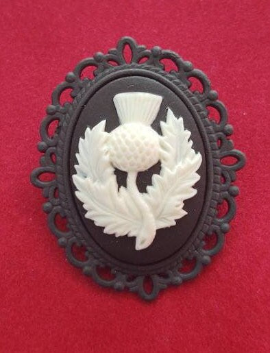 Thistle Cameo Brooch with choice of setting color, 19th Century Pin, Vintage Style Broach, Civil War Reproduction Brooch, Gift idea