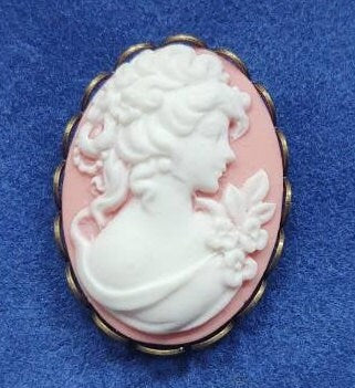 Pink Cameo with Silver Filigree Hair Comb, 19th Century Hair Accessory, Victorian, Prom, Evening, Prom, Bridal