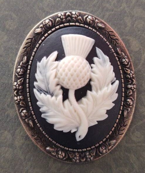 Scotish Thistle Cameo Brooch with choice of settings, 19th Century, Celtic, Vintage Style Broach, Civil War Reproduction Brooch, Gift idea