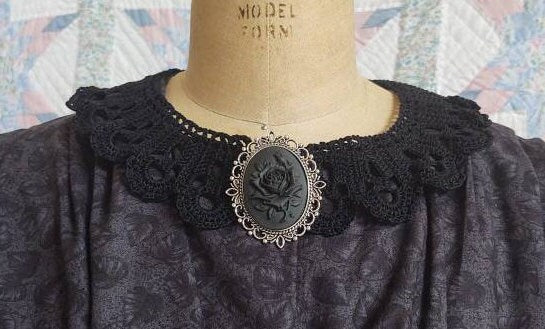 Lady's Crocheted Cotton Collar Made from 1860's pattern -Choice of 3 colors, New, Handmade, detachable, 19th Century, Victorian, Made in USA