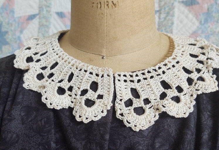 Lady's Crocheted Cotton Collar Made from 1860's pattern -Choice of 3 colors, New, Handmade, detachable, 19th Century, Victorian, Made in USA