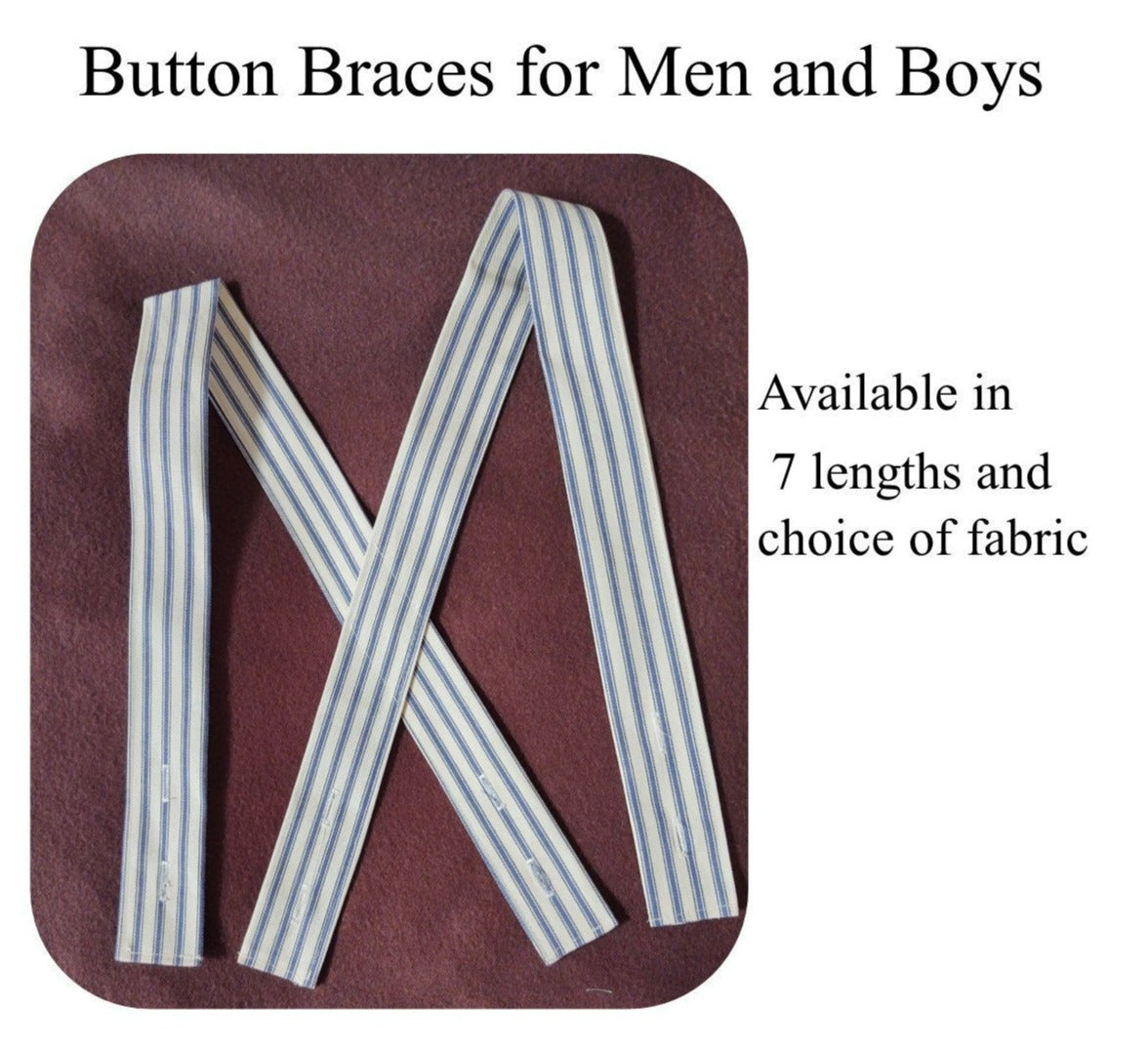 Button Braces/ Suspenders for men and boys - Victorian, 19th Century, civilian,military, Civil War re-enactor, mountain man, pioneer