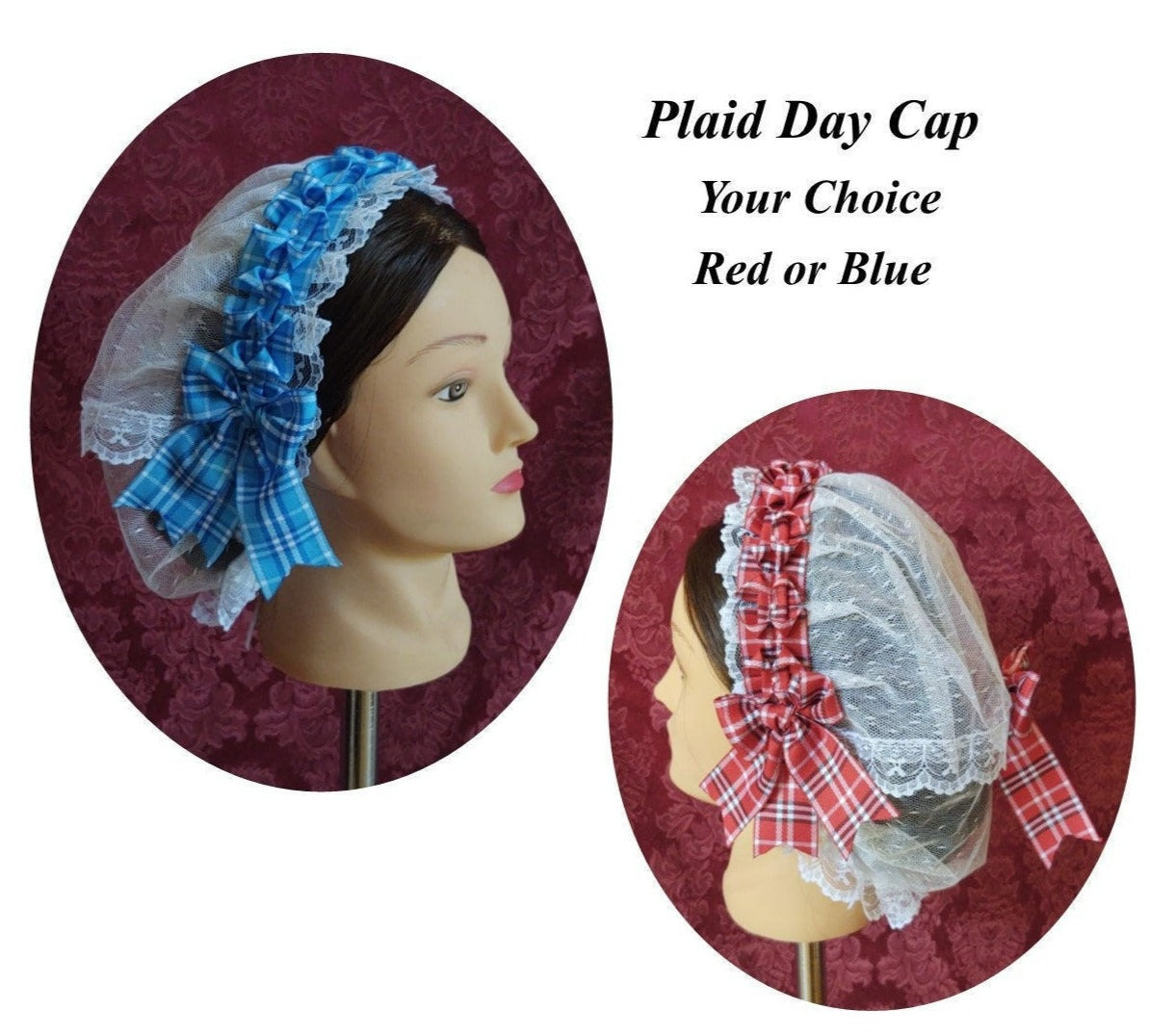Daycap White Daycap with Plaid coronet and overlay, Civil War, Victorian ...
