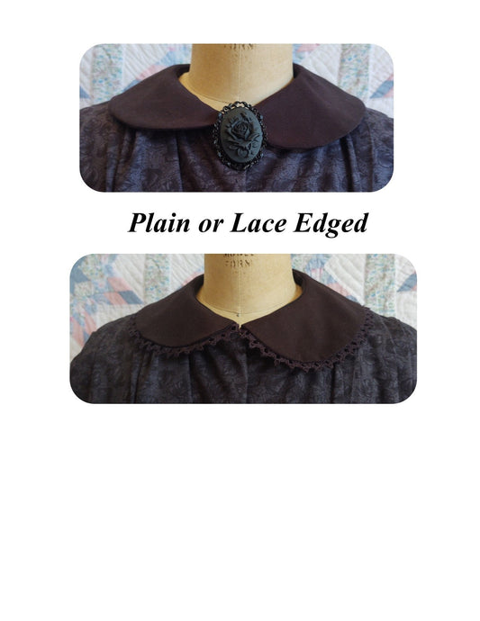 BLACK Cotton Collar - Rounded Collar - Peter Pan Collar - 19th Century Victorian - Civil War